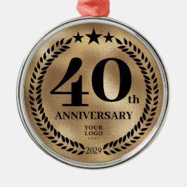 Ornamento De Metal Natal Dourado do 40º aniversário de negócios