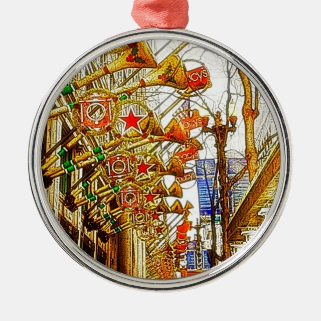 Ornamento De Metal Natal em Chicago (Frente)