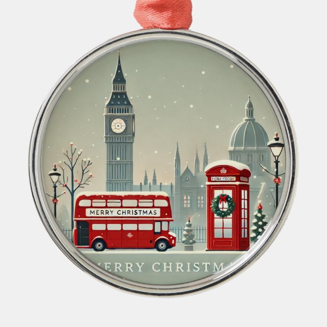 Ornamento De Metal Natal em Londres | Big Ben & Festive London (Frente)