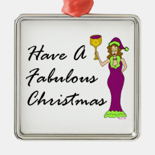 Ornamento De Metal Natal fabuloso da diva do vinho
