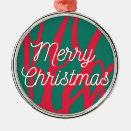 Ornamento De Metal Natal Feliz Pessoalizado Vermelho Verde Abstrato