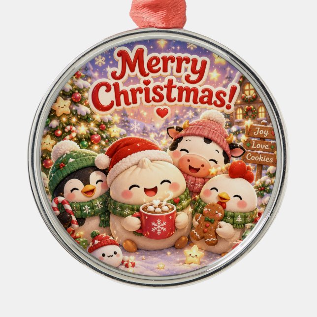 Ornamento De Metal Natal Fofo  (Frente)
