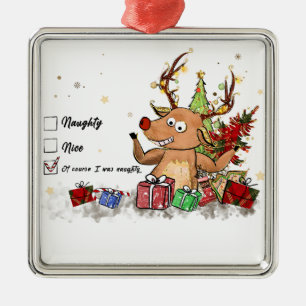 Ornamento De Metal Natal Gift Naghty Nice