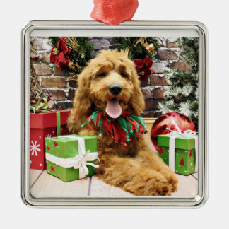 Ornamento De Metal Natal - GoldenDoodle - Claire