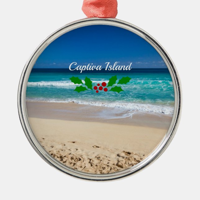 Ornamento De Metal Natal na Ilha Captiva, Flórida Metal Ornamen (Frente)