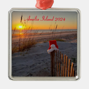 Ornamento De Metal Natal na praia em Amelia Island Ornament