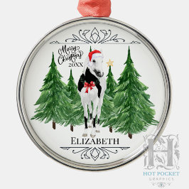 Ornamento De Metal Natal Personalizado Cavalo Aquarela