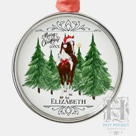 Ornamento De Metal Natal Personalizado Cavalo Aquarela