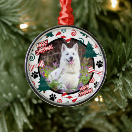 Ornamento De Metal Natal Personalizado com Foto de Cachorro