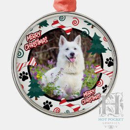 Ornamento De Metal Natal Personalizado com Foto de Cachorro