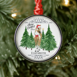 Ornamento De Metal Natal Personalizado de Cavalos em Aquarela