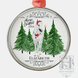Ornamento De Metal Natal Personalizado de Cavalos em Aquarela