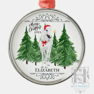 Ornamento De Metal Natal Personalizado de Cavalos em Aquarela