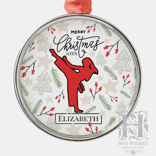 Ornamento De Metal Natal Personalizado de Karate Artes Marciais