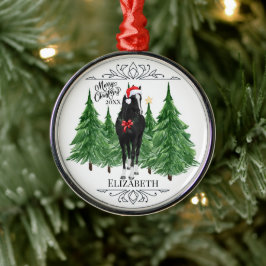 Ornamento De Metal Natal Personalizado em Aquarela com Cavalo