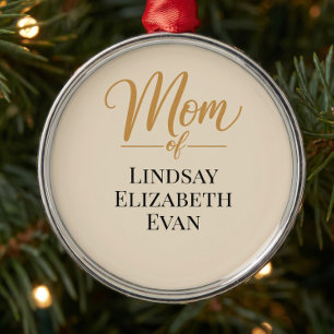 Ornamento De Metal Natal Personalizado para Mãe Elegante
