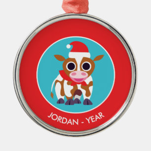 Ornamento De Metal Natal Reba a vaca