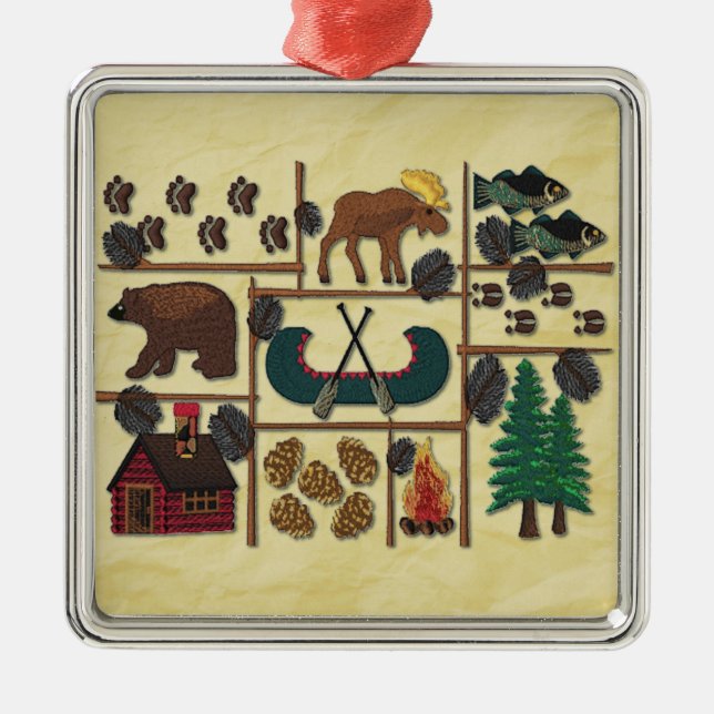 Ornamento De Metal Natal rústico da cabine do país do alojamento (Frente)