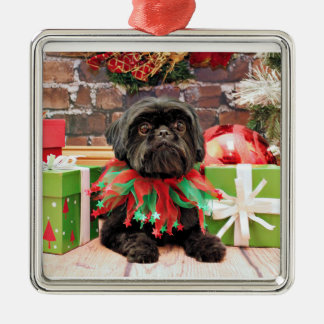 Ornamento De Metal Natal - Shih Tzu - lírio