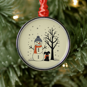 Ornamento De Metal Natal Snowman Xmas Dog Winter