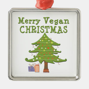 Ornamento De Metal Natal Vegan Feliz