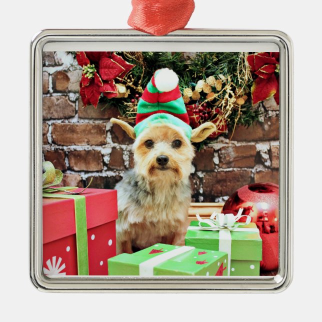 Ornamento De Metal Natal - Yorkie - Vinnie #32 (Frente)