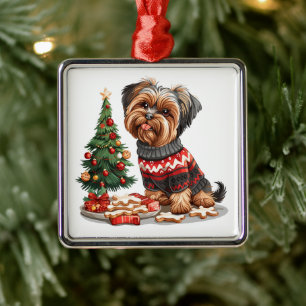 Ornamento De Metal Natal Yorkshire Terrier Dogs