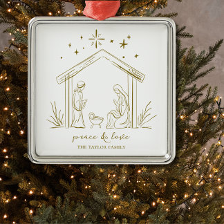 Ornamento De Metal Natividade de Natal moderna paz amor religioso