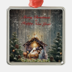 Ornamento De Metal Natividade Serenidade: Desejos Pacíficos de Natal