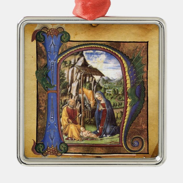 ORNAMENTO DE METAL NATIVITY MONOGRAM CHRISTMAS PARCHMENT (Frente)