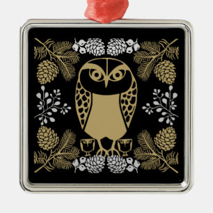Ornamento De Metal Nature Owl Folk Art