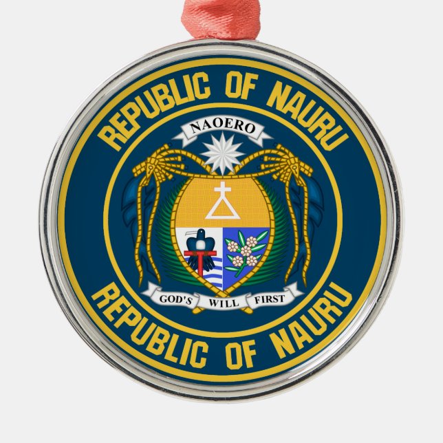 Ornamento De Metal Nauru Round Emblem (Frente)