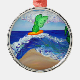 Ornamento De Metal Navegando no Raphael Angel Riding Healing Wave Orn