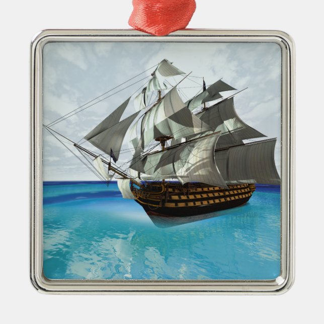 Ornamento De Metal Navio a Vela (Frente)