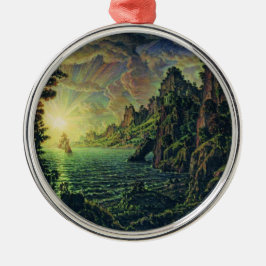 Ornamento De Metal Navios: Noite do Sol (por Konstantin Bogaevsky)