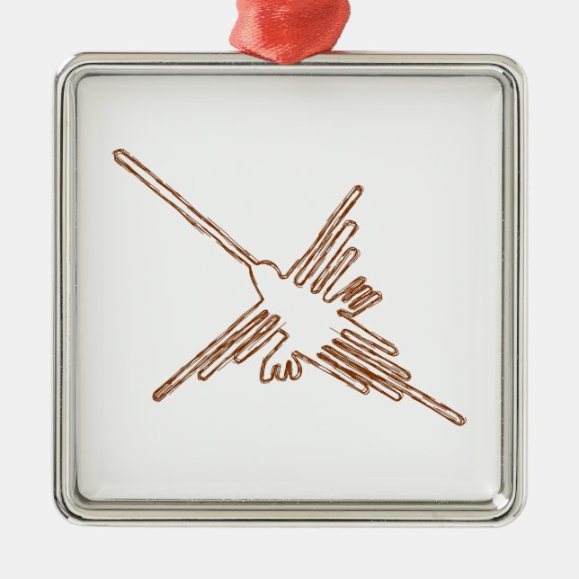 Ornamento De Metal Nazca Lines Hummingbird Sketch (Frente)