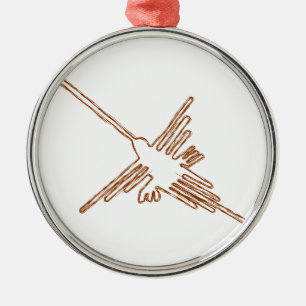 Ornamento De Metal Nazca Lines Hummingbird Sketch