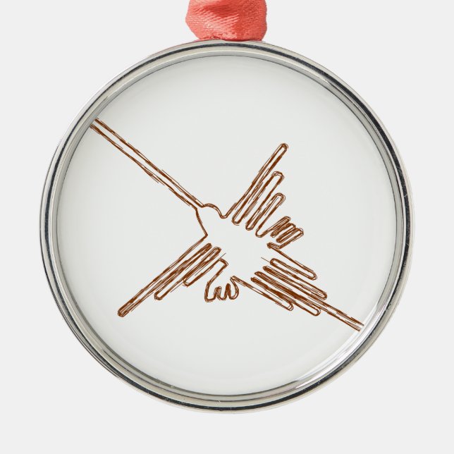 Ornamento De Metal Nazca Lines Hummingbird Sketch (Frente)