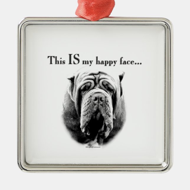 Ornamento De Metal Neapolitan Mastiff Face Feliz (Frente)