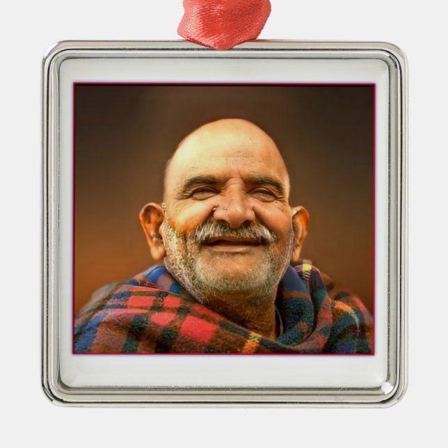 Ornamento De Metal Neem karoli baba (Frente)