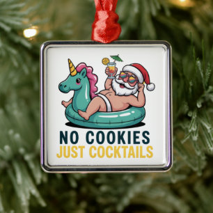 Ornamento De Metal Nenhum Biscoito Apenas Coquetéis Santa Verão Natal