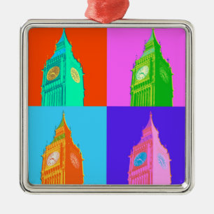 Ornamento De Metal Néon Big Ben do pop art