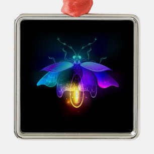 Ornamento De Metal Neon Firefly on black