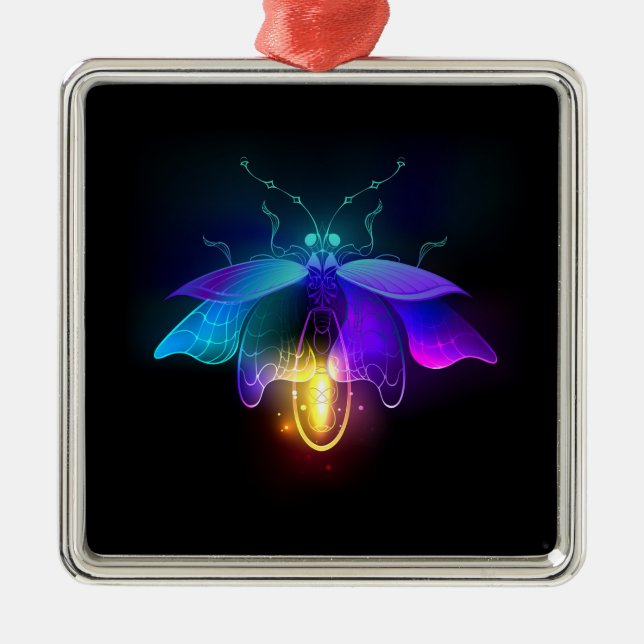 Ornamento De Metal Neon Firefly on black (Frente)