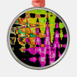 Ornamento De Metal Neon Glitch Abstrato Art Impressão