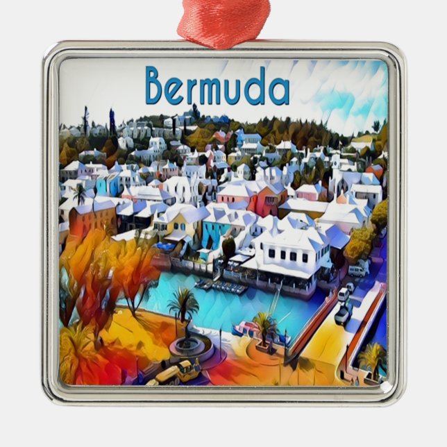 Ornamento De Metal Neon Pop Art Bermuda (Frente)