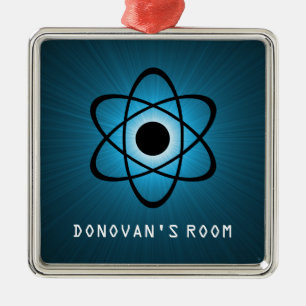 Ornamento De Metal Nerdy Atomic Door Hanger Ornament, Azul