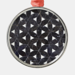 Ornamento De Metal Nero Marquina - Latice Geométrico