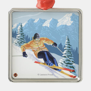 Ornamento De Metal Neve em declive SkierColorado