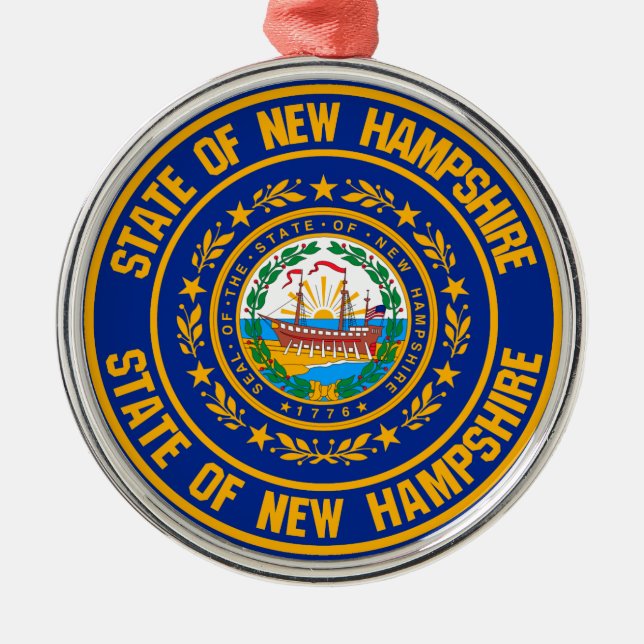 Ornamento De Metal New Hampshire Round Emblem (Frente)